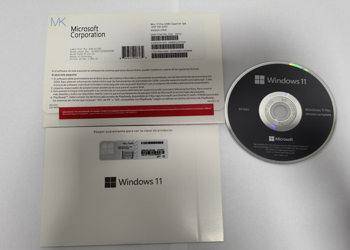 FQC-10529 Microsoft Windows 11 Pro-spanische 64-Bit-Version 22H2 Soems DVD