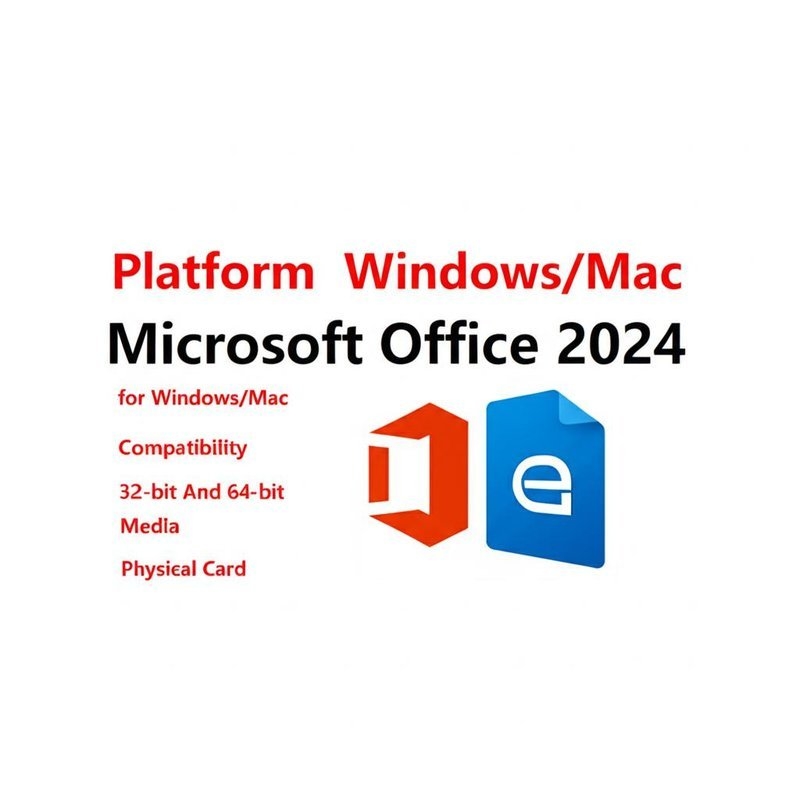 Plattform Windows/Mac Microsoft Office 2024 für Windows/Mac Kompatibilität 32-Bit und 64-Bit Medienphysische Karte